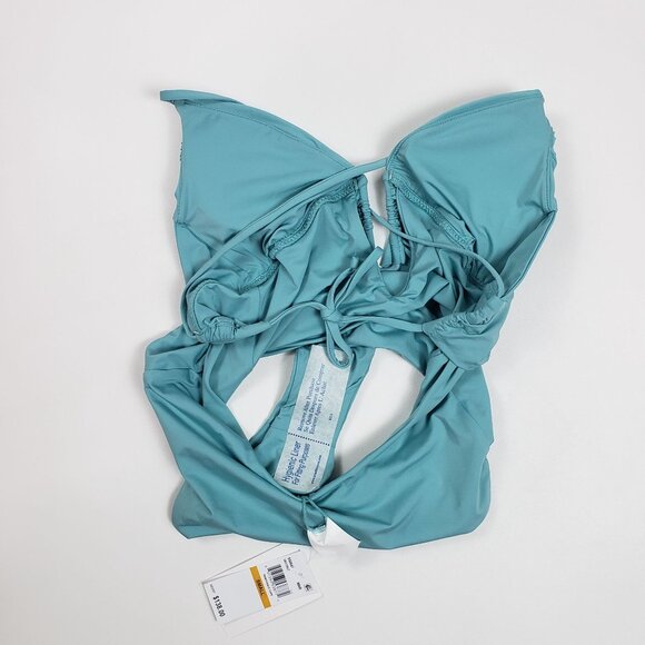 Becca Bristol Plunge One-Piece Cutout Crisscross Swimsuit Mineral Blue Size S - Picture 15 of 16